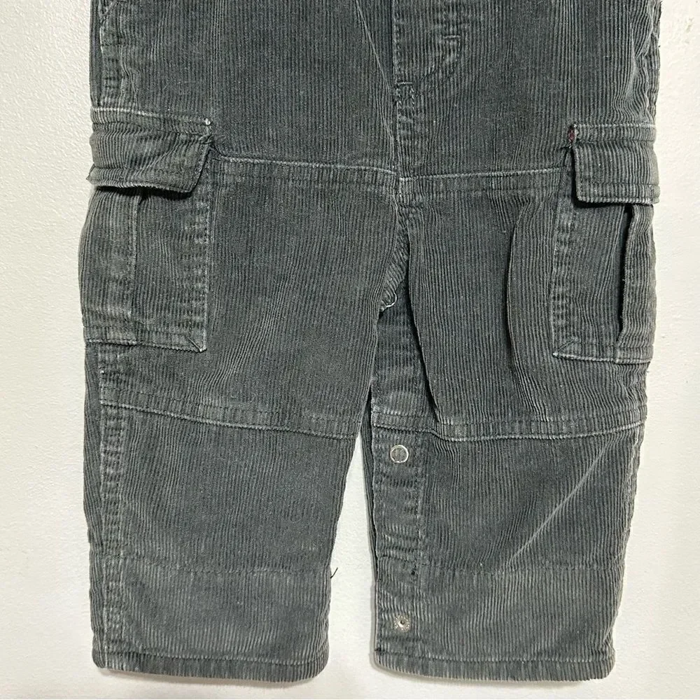 Oshkosh Vestbak Corduroy Overalls Plaid Flannel Lined Bibs Baby 6-9 Months Snaps